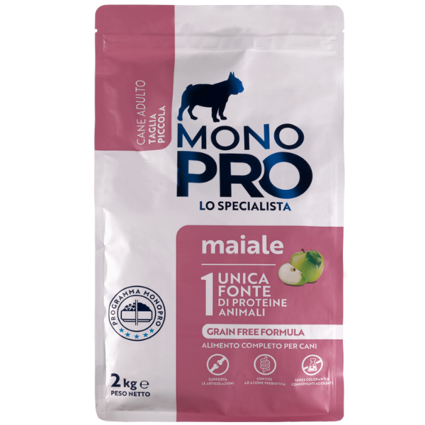 foto del prodotto monopro lo specialista adult mini grain free maiale maiale da 2 kg 1 ordine scegli lo sconto bzr5 bzr20 200 punti fedelt 