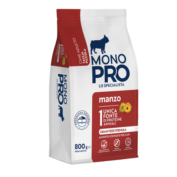 foto del prodotto monopro lo specialista adult mini grain free manzo manzo da 800 gr 1 ordine scegli lo sconto bzr5 bzr20 200 punti fedelt 