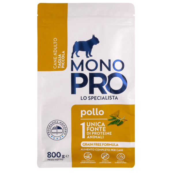 foto del prodotto monopro lo specialista adult mini grain free pollo pollo da 800 gr 1 ordine scegli lo sconto bzr5 bzr20 200 punti fedelt 