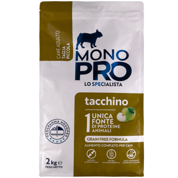 foto del prodotto monopro lo specialista adult mini grain free tacchino tacchino da 2 kg 1 ordine scegli lo sconto bzr5 bzr20 200 punti fedelt 