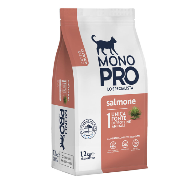 foto del prodotto monopro lo specialista cat adult grain free salmone 1,2 kg cibo monoproteico gatto 1 ordine scegli lo sconto bzr5 bzr20 200 punti fedelt 