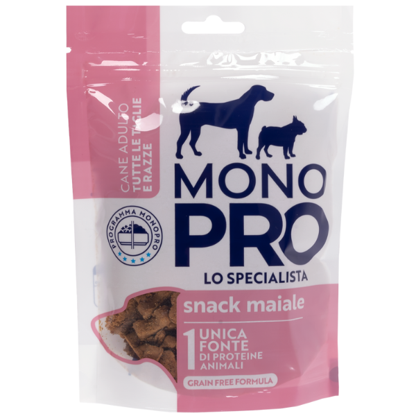 foto del prodotto monopro lo specialista dog adult all breeds biscotti grain free 100 gr maiale 1 ordine scegli lo sconto bzr5 bzr20 200 punti fedelt 