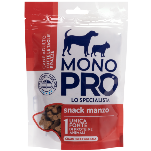 foto del prodotto monopro lo specialista dog adult all breeds biscotti grain free 100 gr manzo 1 ordine scegli lo sconto bzr5 bzr20 200 punti fedelt 