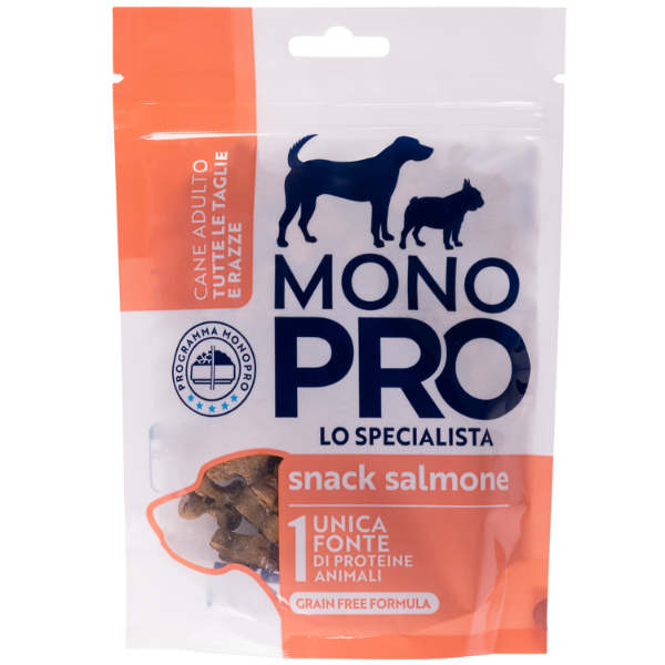 foto del prodotto monopro lo specialista dog adult all breeds biscotti grain free 100 gr salmone 1 ordine scegli lo sconto bzr5 bzr20 200 punti fedelt 