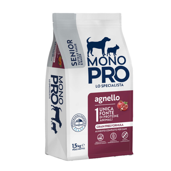 foto del prodotto monopro lo specialista senior all breeds grain free agnello 1,5 kg 1 ordine scegli lo sconto bzr5 bzr20 200 punti fedelt 