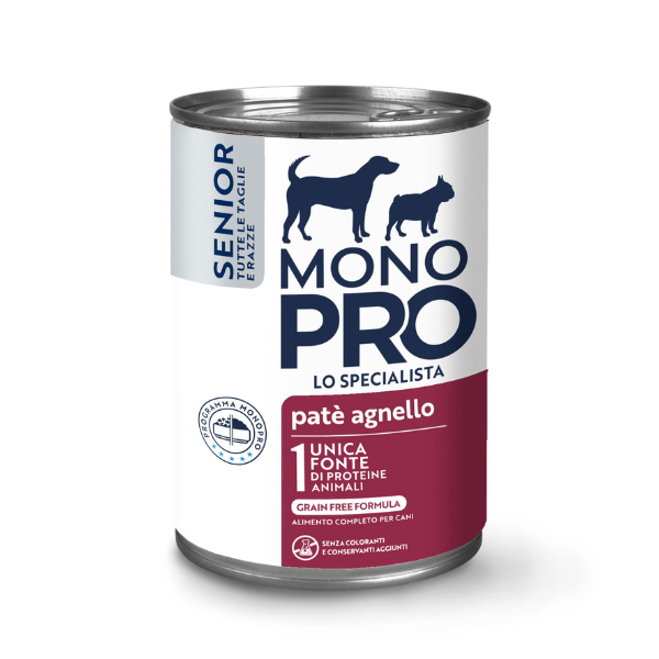 foto del prodotto monopro lo specialista senior all breeds pat 400 gr agnello umido monoproteico cane 1 ordine scegli lo sconto bzr5 bzr20 200 punti fedelt 