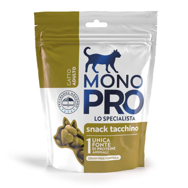 foto del prodotto monopro lo specialista snack grain free per gatti 50 gr tacchino cibo monoproteico gatto 1 ordine scegli lo sconto bzr5 bzr20 200 punti fedelt 