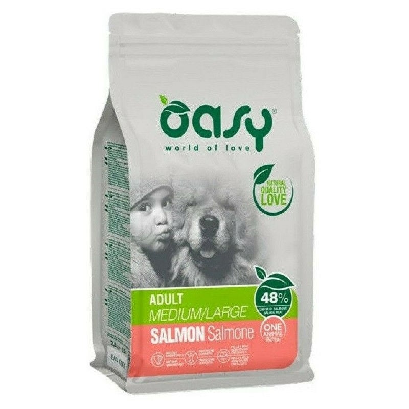 foto del prodotto monoproteico per cane adult medium large con salmone da 2,5 oasy