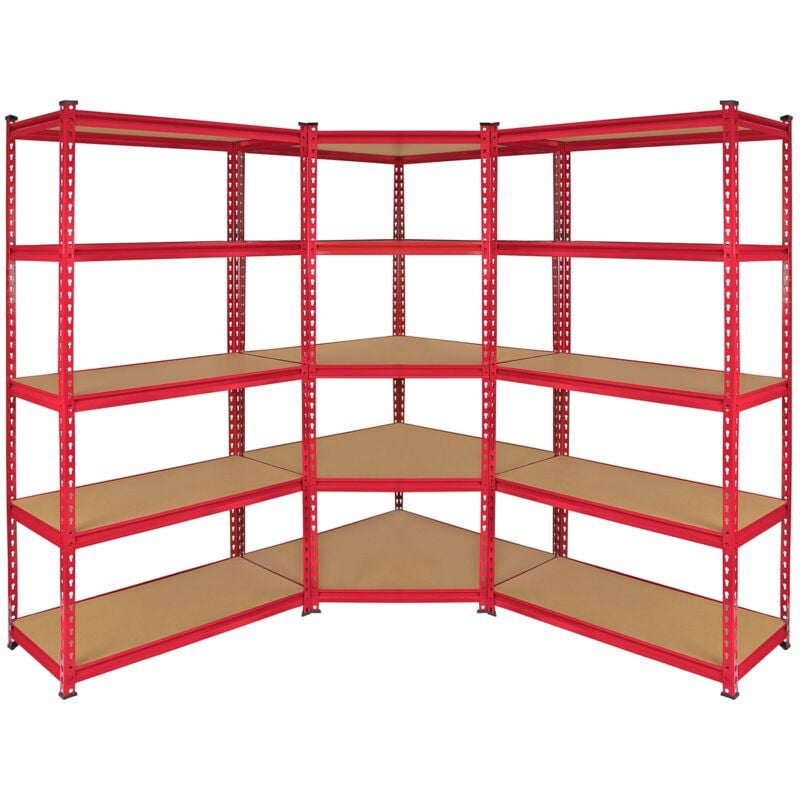 foto del prodotto monster racking - 1 scaffale ad angolo e 2 scaffali z-rax in acciaio senza bulloni rossi 90cm x 45cm x 183cm