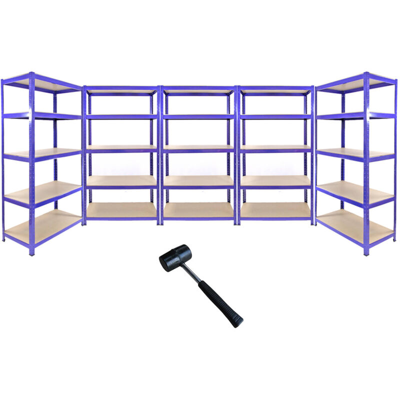 foto del prodotto monster racking - 5 scaffali t-rax in acciaio senza bulloni blu 90cm x 45cm x 180cm