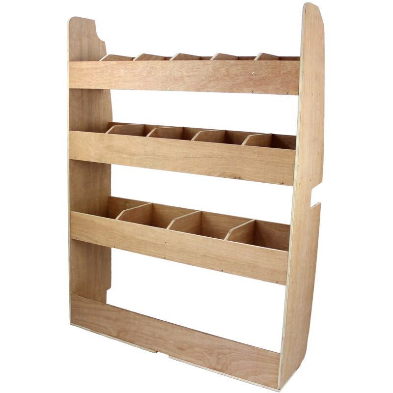 foto del prodotto monster racking scaffale in compensato per furgone 102cm x 30cm x 136cm lato destro del furgone tre ripiani inclusi fermi per bloccarlo alla parete