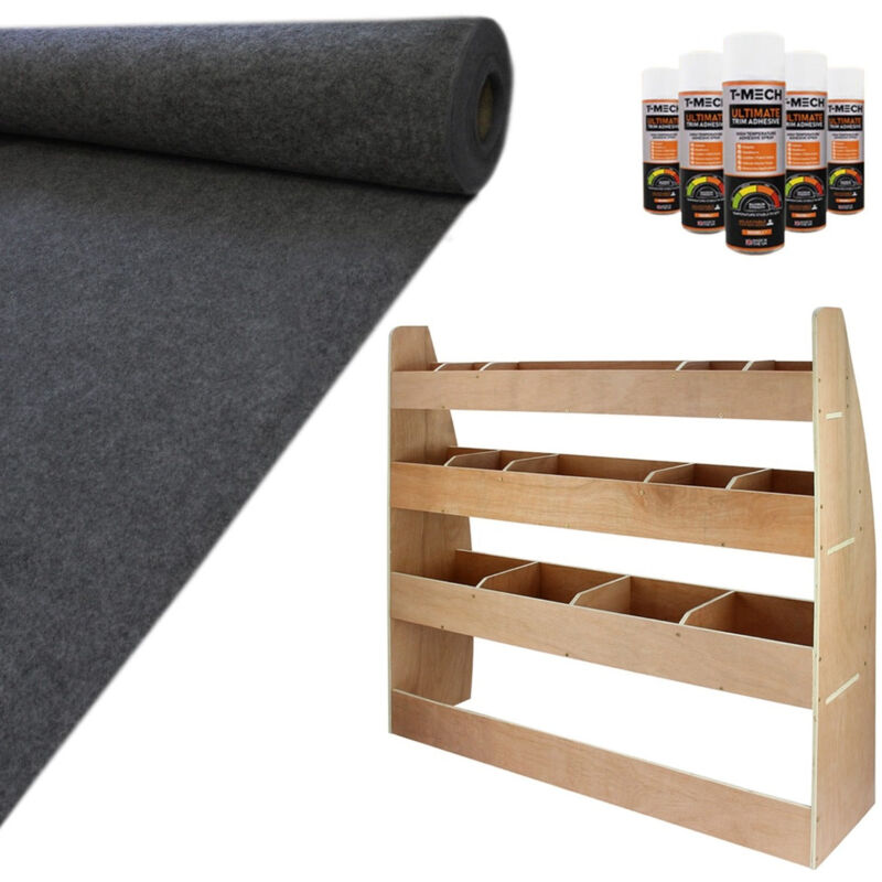foto del prodotto monster shop fodera rivestimento tappeto interno di moquette per rivestimento van furgoni e auto super elastico 11m2 grigio scuro scaffale per