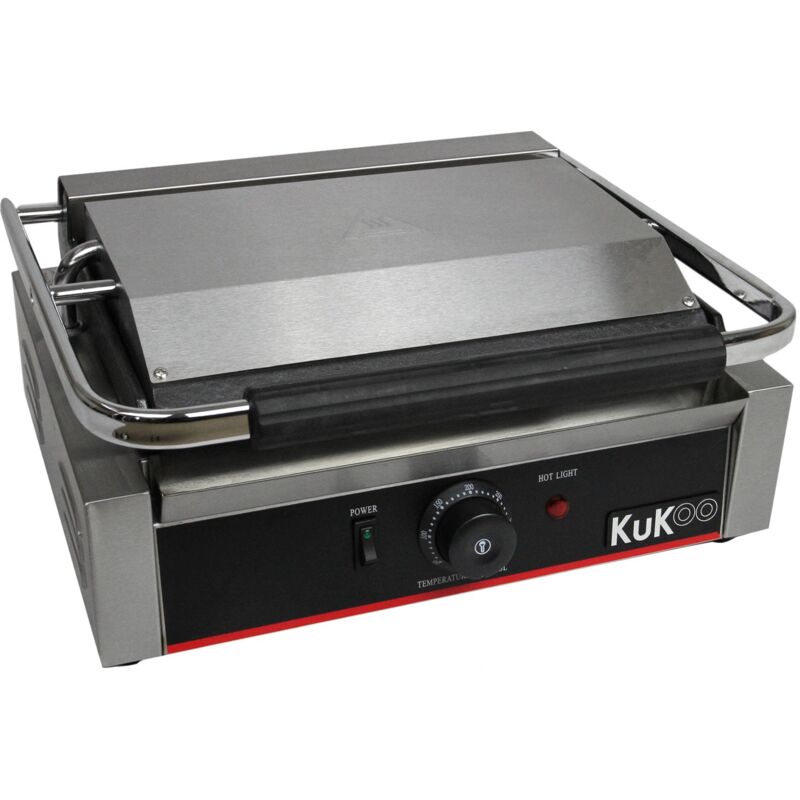 foto del prodotto monster shop kukoo piastra per panini professionale con griglia rigata e liscia, 2200w, 50 300 c, acciaio inox e griglia in ghisa per hamburger,