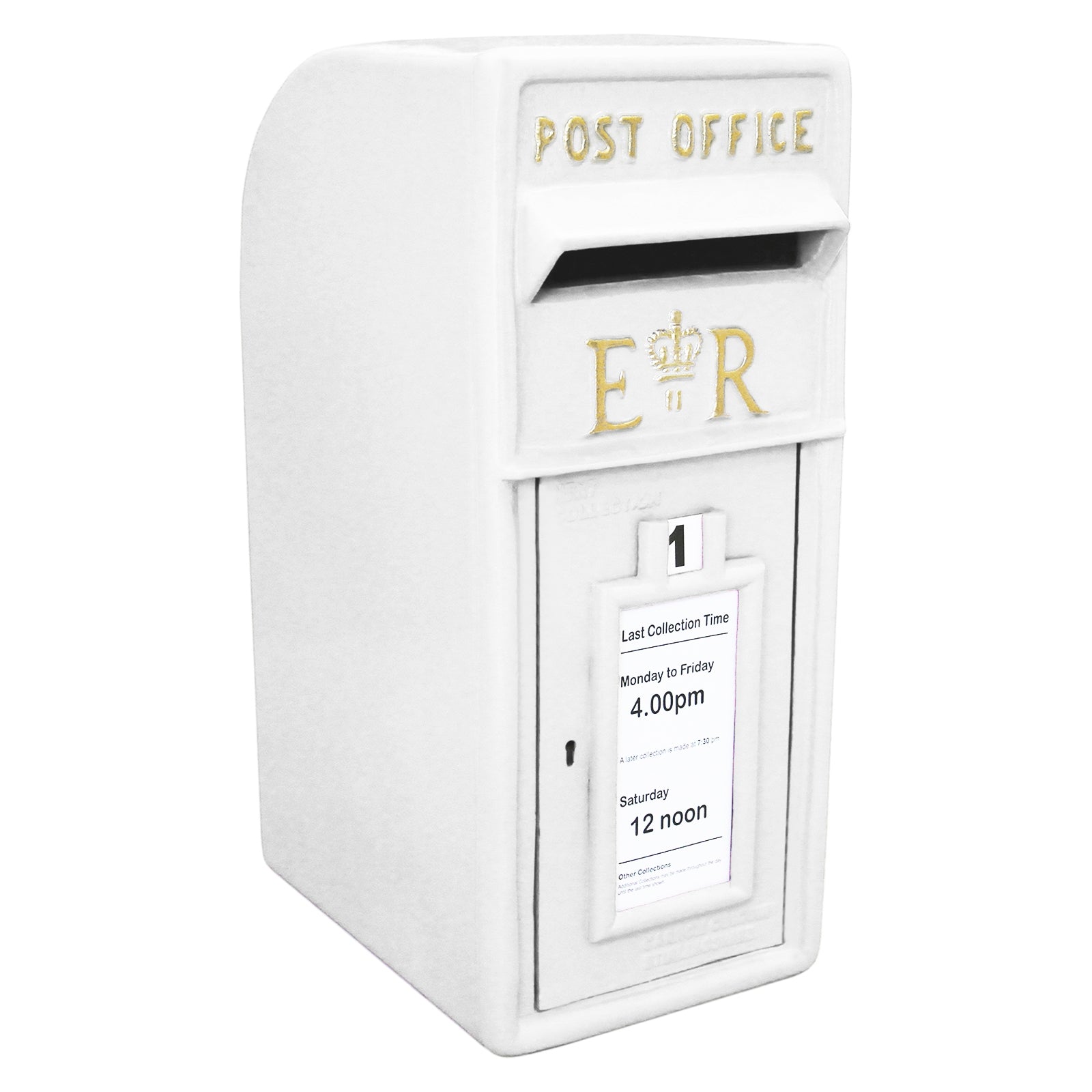 foto del prodotto monster shop monstershop cassetta postale per le lettere in stile britannico inglese in ghisa da esterno bocchetta lettere standard uk bianco