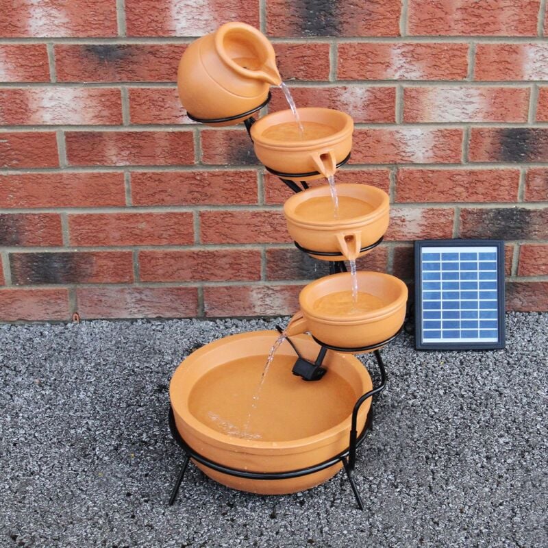 foto del prodotto monster shop monstershop fontana solare a cascata da giardino con batteria di supporto da 6 ore fontanella con pannello solare e picchetto