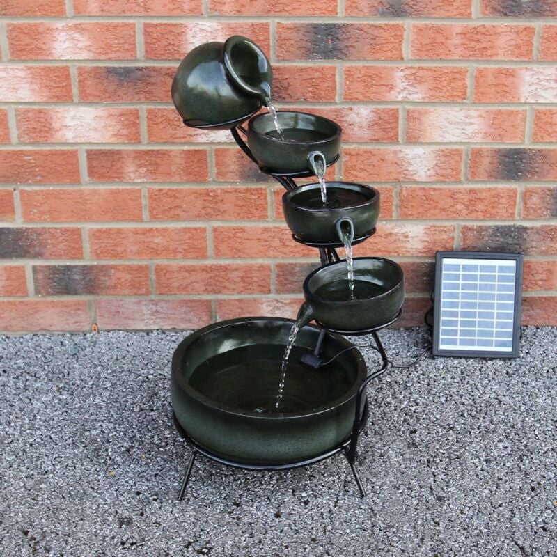 foto del prodotto monster shop monstershop fontana solare a cascata da giardino con batteria di supporto da 6 ore fontanella con pannello solare e picchetto