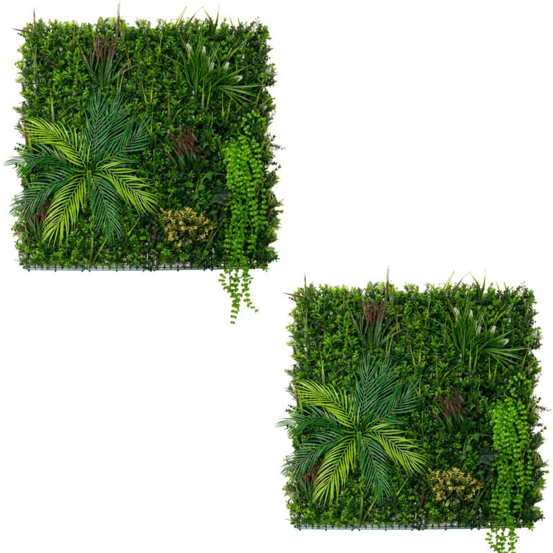 foto del prodotto monster shop - pannello da parete con piante artificiali 100 x 100cm 2pz alina foliage verde realistico per interni ed esterni resistente agli