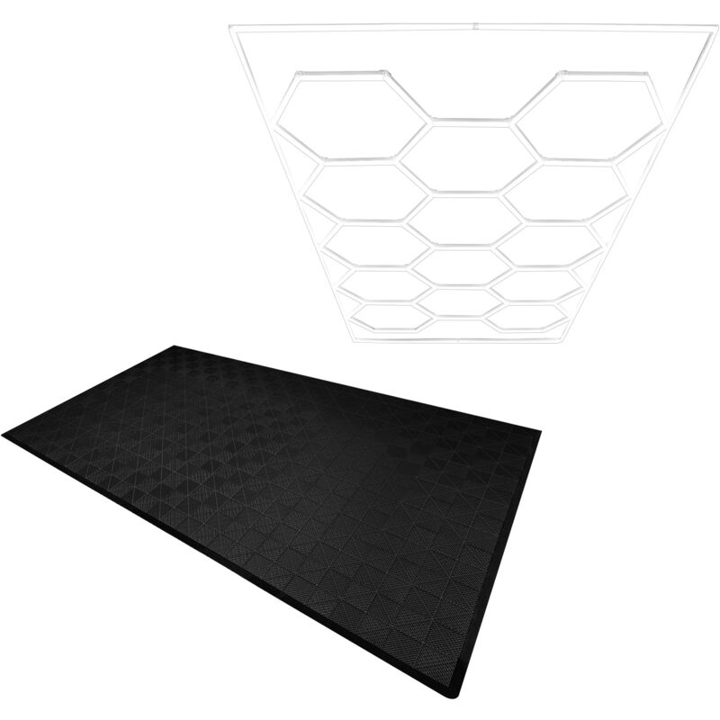 foto del prodotto monster shop pavimentazione modulare ventilata 120 piastrelle nere con bordi 14 luci led esagonali 6500k, 3 opzioni di montaggio e kit