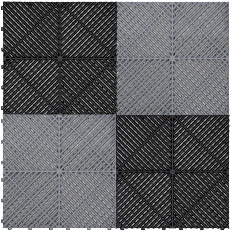 foto del prodotto monster shop piastrelle a incastro modulari ventilate 60 nere e 60 grigie 3,2m x 6m, polipropilene, antiscivolo, resistenti alle intemperie, 5