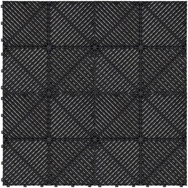 foto del prodotto monster shop piastrelle a incastro modulari ventilate in polipropilene nero 3,2m x 6m, antiscivolo, resistenti alle intemperie, 120 pezzi con
