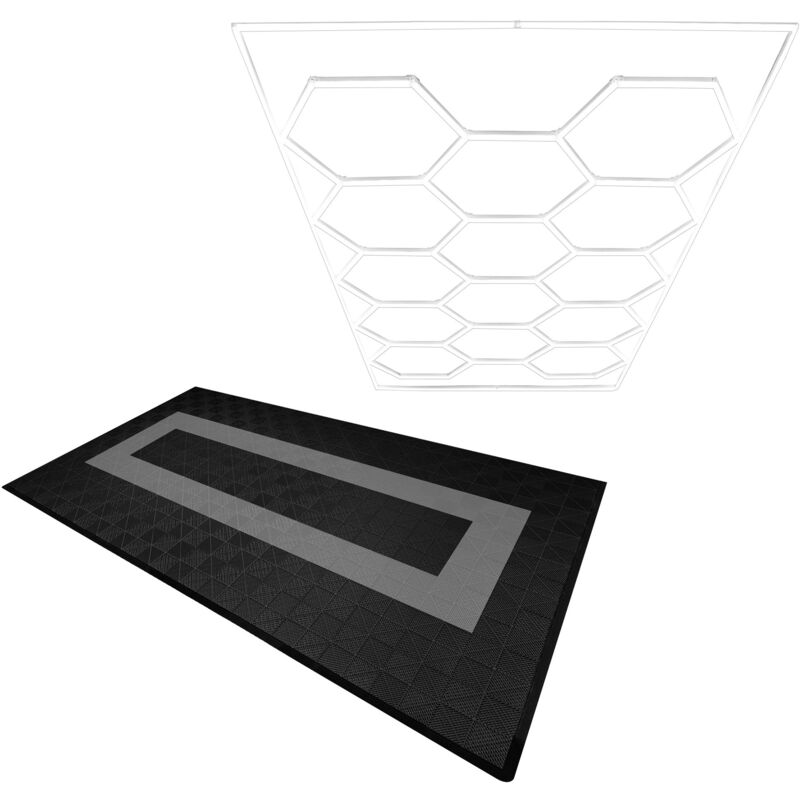 foto del prodotto monster shop piastrelle modulari ventilate 90 nere 30 grigie con bordi illuminazione led esagonale 14 luci bianche 6500k 3 opzioni di montaggio