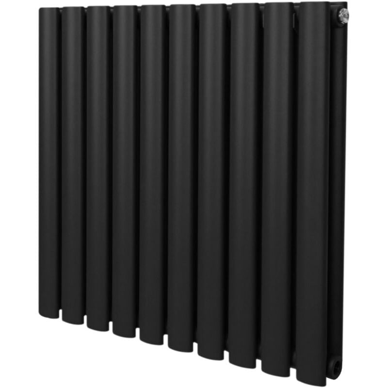 foto del prodotto monster shop radiatore a colonna ovale 600 mm x 600 mm designer doppio pannello termosifone nero acciaio orizzontale inclusi spazzola per la