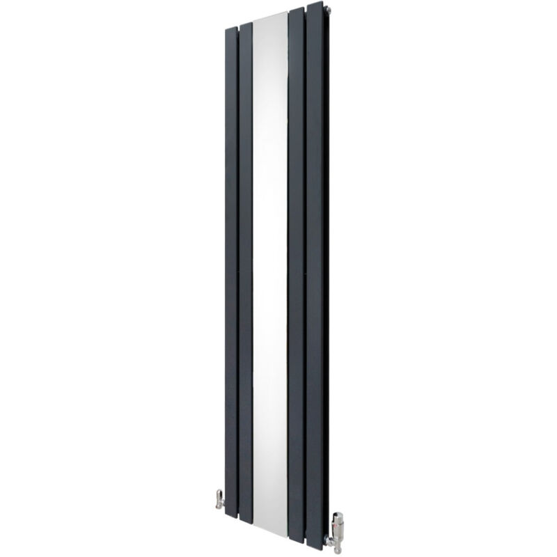 foto del prodotto monster shop radiatore con specchio 1800mm x 425mm e valvole trv cromate radiatore di design a doppia colonna verticale in acciaio al carbonio