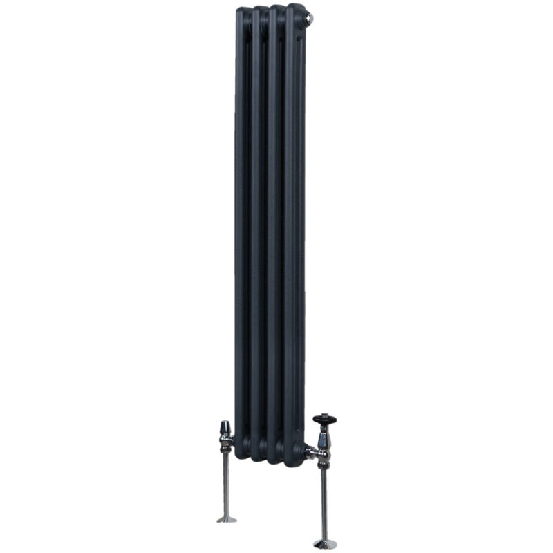 foto del prodotto monster shop radiatore termosifone a 2 colonne 1500 x 202 mm moderno centralizzato grigio antracite in acciaio inox verticale a parete cucina