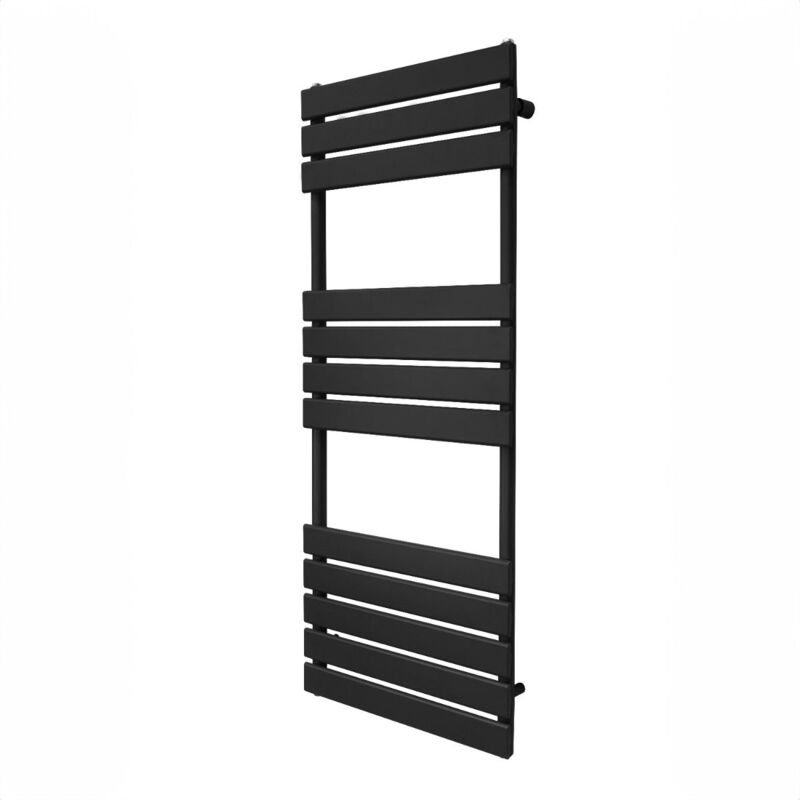foto del prodotto monster shop radiatore verticale per asciugamani a pannello piatto di design 1200mm x 450mm binario riscaldato per bagno nero montato a parete in
