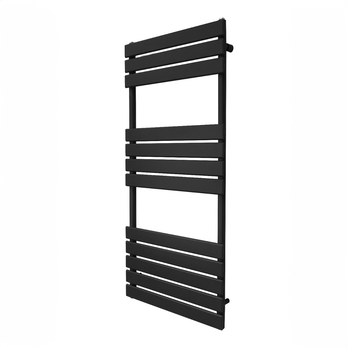 foto del prodotto monster shop radiatore verticale per asciugamani a pannello piatto di design 1200mm x 500mm binario riscaldato per bagno nero montato a parete in