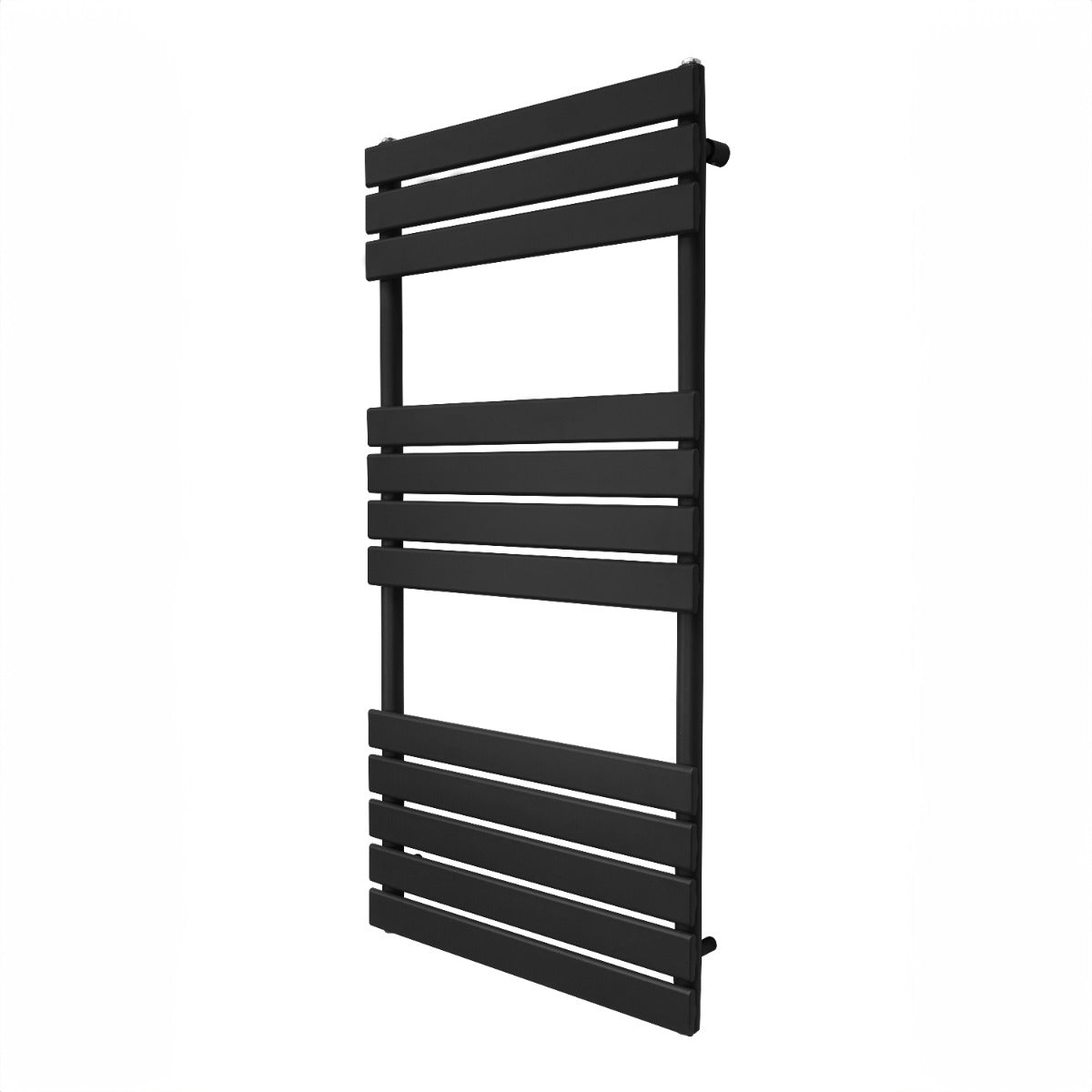 foto del prodotto monster shop radiatore verticale per asciugamani a pannello piatto di design 1200mm x 600mm binario riscaldato per bagno nero montato a parete in