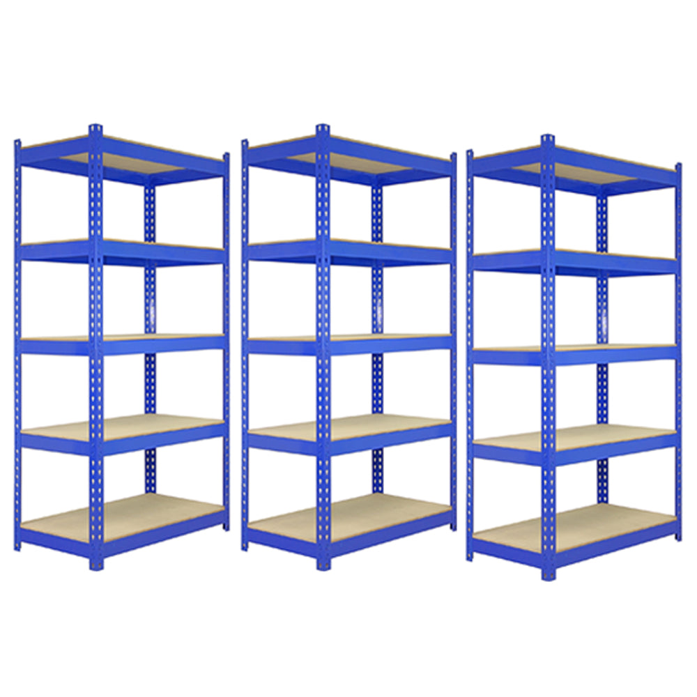 foto del prodotto monster shop scaffale da garage ad incastro q rax scaffali per garage scaffalature officina in acciaio e mdf senza bulloni mensole per garage blu