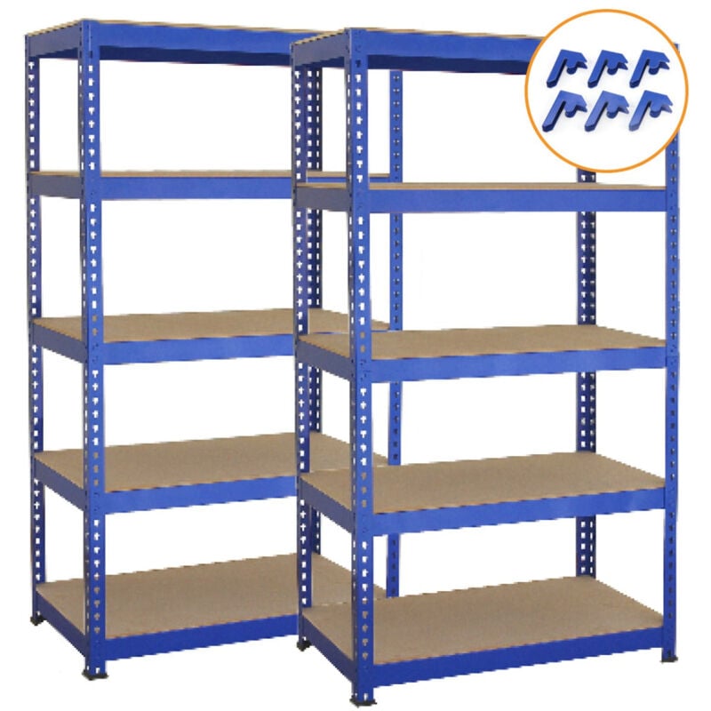 foto del prodotto monster shop scaffale da garage ad incastro t rax scaffali per garage scaffalature officina in acciaio e mdf senza bulloni mensole per garage blu