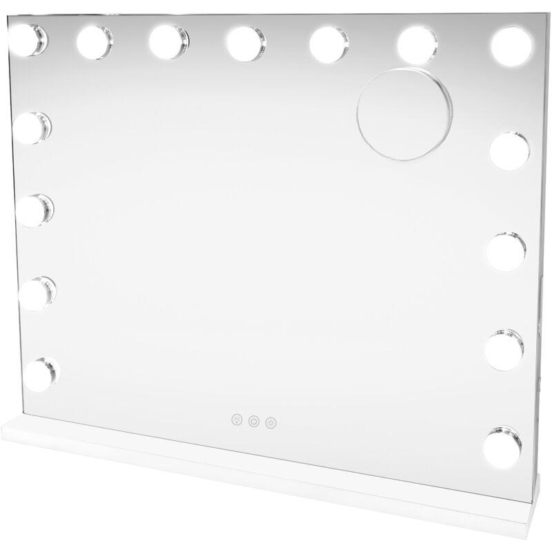 foto del prodotto monster shop specchio hollywood led 15 lampadine, vanity trucco touch, 3 modalit colore, dimmerabile, altoparlante bluetooth, 2 porte usb a c,