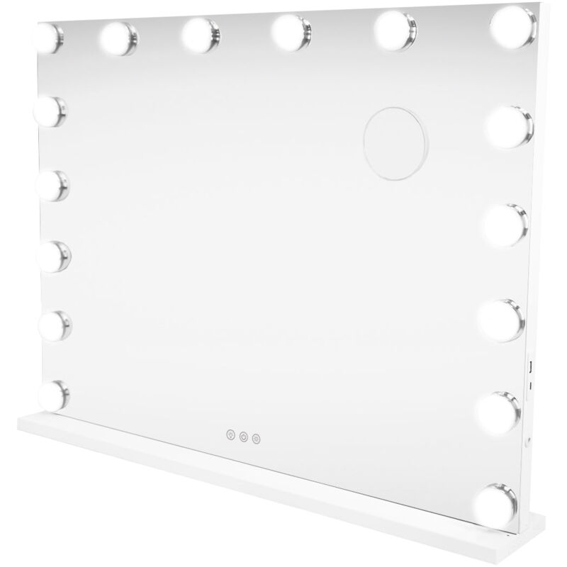 foto del prodotto monster shop specchio hollywood led 16 lampadine, vanity trucco touch, 3 modalit colore, dimmerabile, altoparlante bluetooth, 2 porte usb a c,