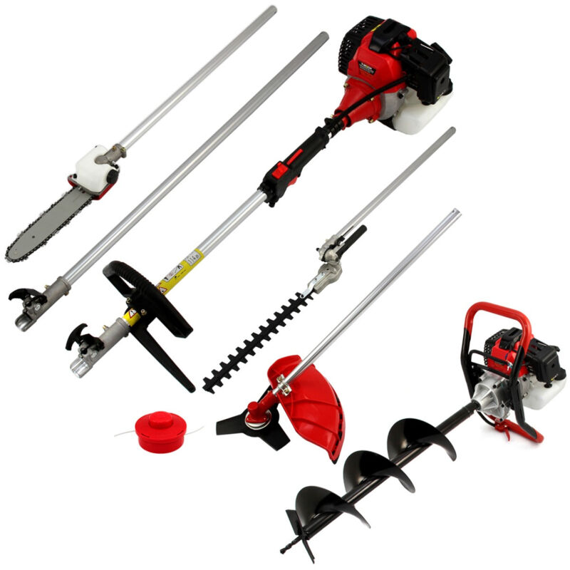 foto del prodotto monster shop t mech tagliaerba decespugliatore elettrico multifunzione 5in1 52cc per giardinaggio kit di sicurezza