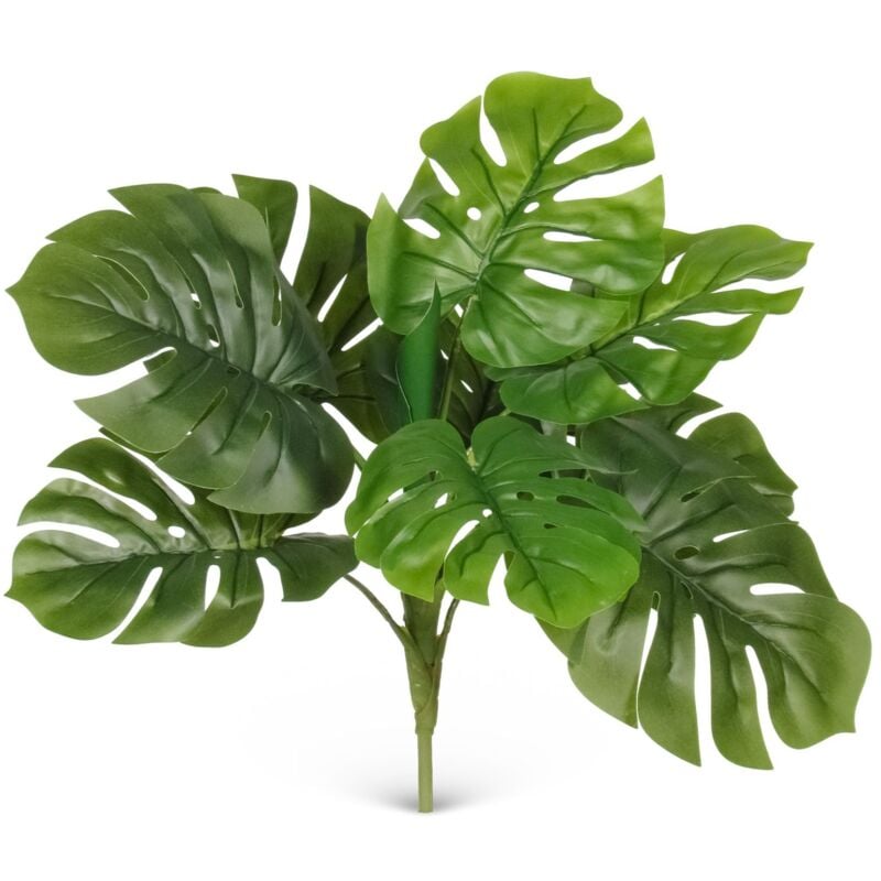foto del prodotto monstera deliciosa cespuglio artificiale con 9 foglie verde h 47 cm