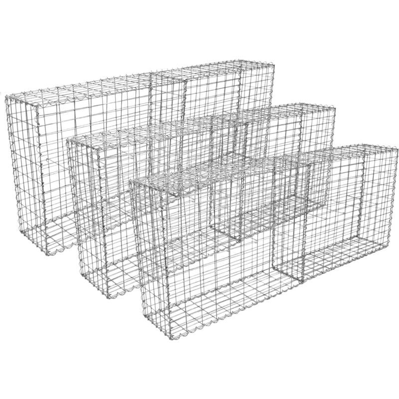 foto del prodotto monstershop 6 gabbioni metallici per sassi da giardino e da esterno 100cm x 95cm x 30cm in acciaio galvanizzato