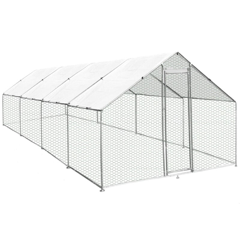 foto del prodotto monstershop pollaio recinzione recinto per capi pollame galline polli aia animali stia gabbia con tettoia impermeabile 3x8x2m