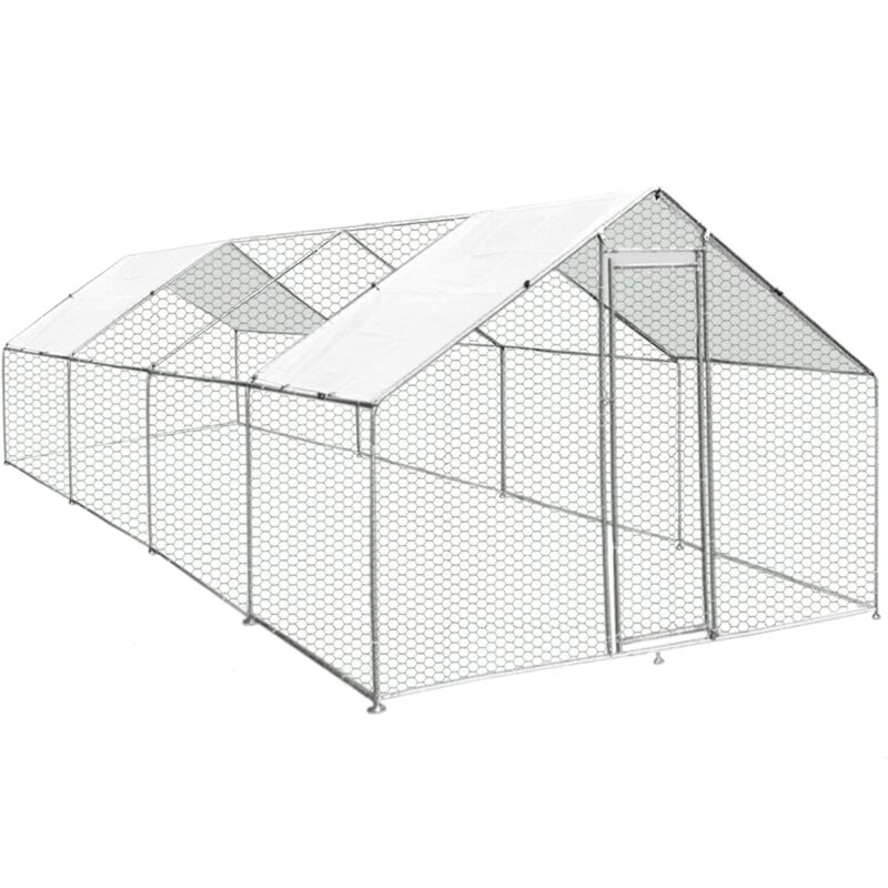 foto del prodotto monstershop pollaio recinzione recinto per capi pollame galline polli aia animali stia gabbia con tettoia impermeabile 4x8x2m