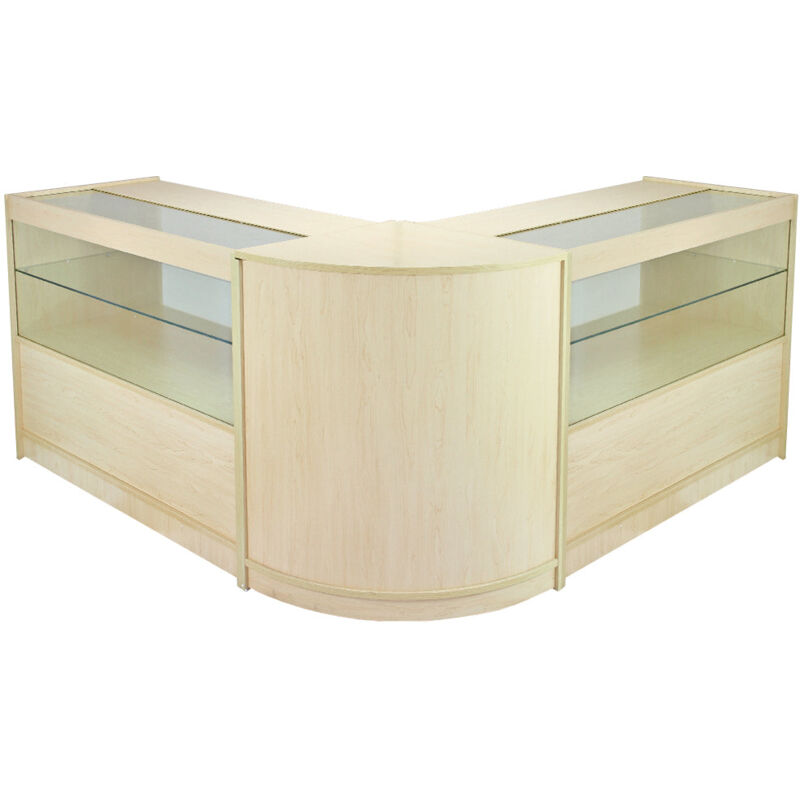 foto del prodotto monstershop set gemini con 3 banconi da negozio e reception con finitura in acero laminato