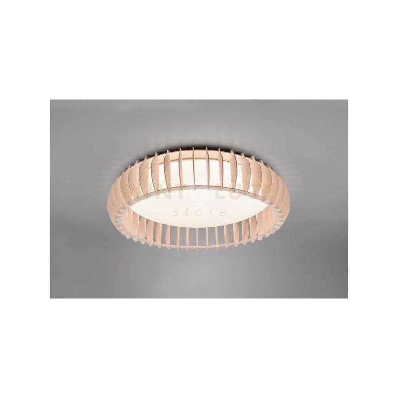 foto del prodotto monte plafoniera led 38w 4400lm, 3000 6500k con struttura legno colore naturale con telecomando multifunzione d.60cm dimmerabile