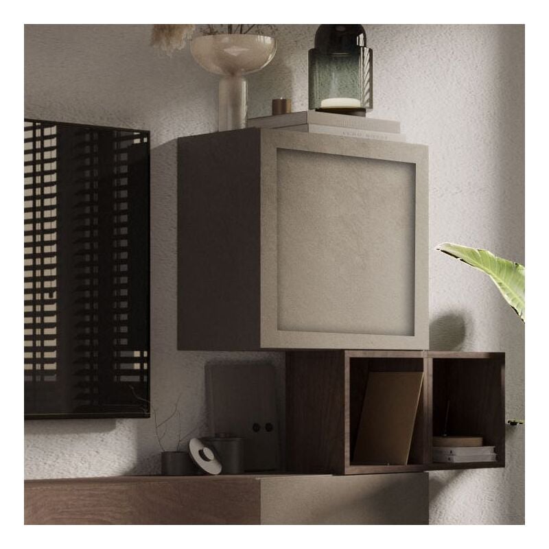 foto del prodotto montefioredesign pensile cubo sospeso con anta a telaio linea arte