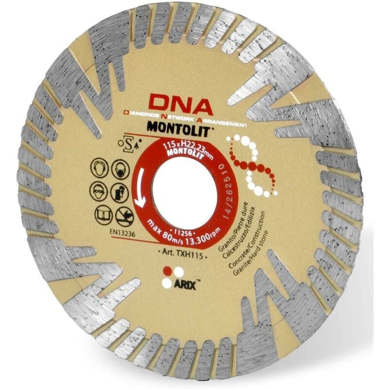 foto del prodotto montolit disco diamantato 115 mm txh115 per granito pietre dure calcestruzzo edilizia gres spessorato