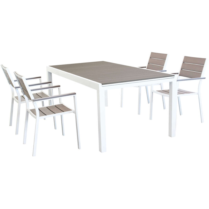 foto del prodotto monty set tavolo da giardino con sedie allungabile 180 240x100 posti 4 colore bianco