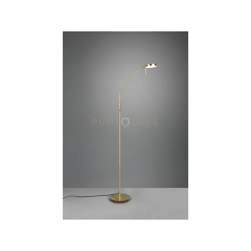 foto del prodotto monza piantana led 12w 1400lm, 2300 3000 4000k con 2 snodi flessibili ottone satinato dimmerabile h.145cm