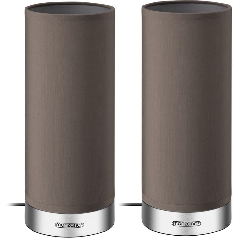 foto del prodotto monzana 2x lampada da tavolo led touch paralume in tessuto 3 livelli luminosit e14 base metallica luce notturna bambini lettura soggiorno taupe 