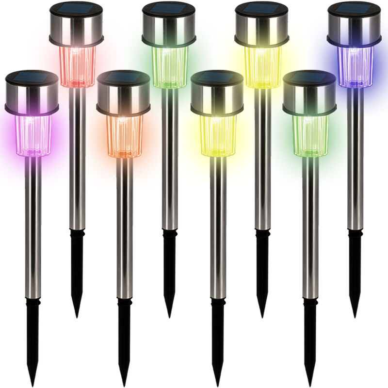 immagine 0 del prodotto monzana 8x lampade solari a led da giardino faretti multicolore con sensore in acciaio inox 36cm