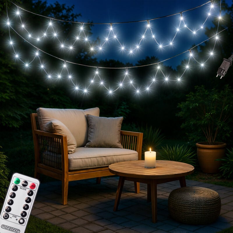 foto del prodotto monzana catena di luci 200 led decorazione luminosa natale balcone addobbo natalizio illuminazione per interni ed esterni vari colori 20m kaltwei 