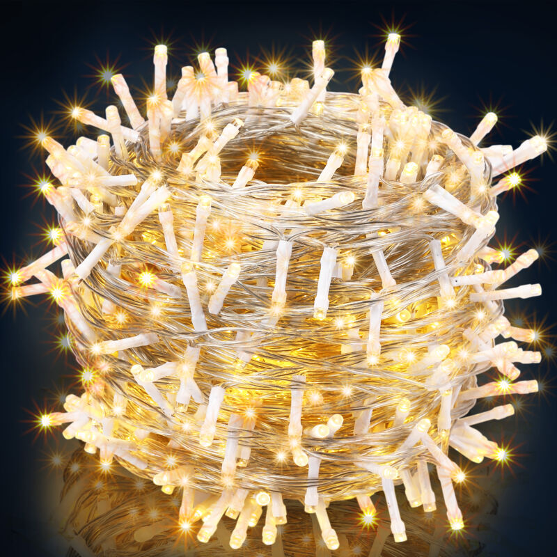 foto del prodotto monzana catena di luci a led decorazione luminosa natale balcone addobbo natalizio illuminazione per interni ed esterni varie misure e colori 40m